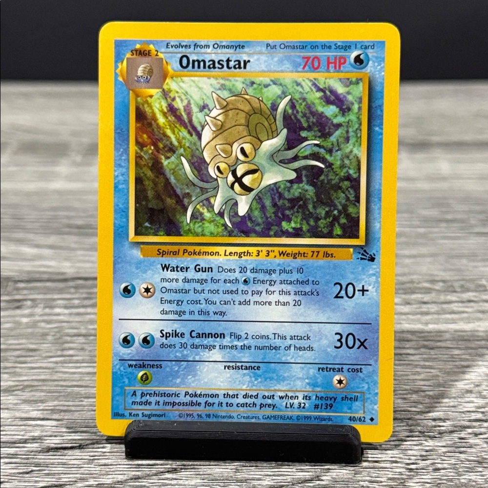Pokémon | Fossil #40/62: Omastar (1999) - Vintage Collectible Trading Card